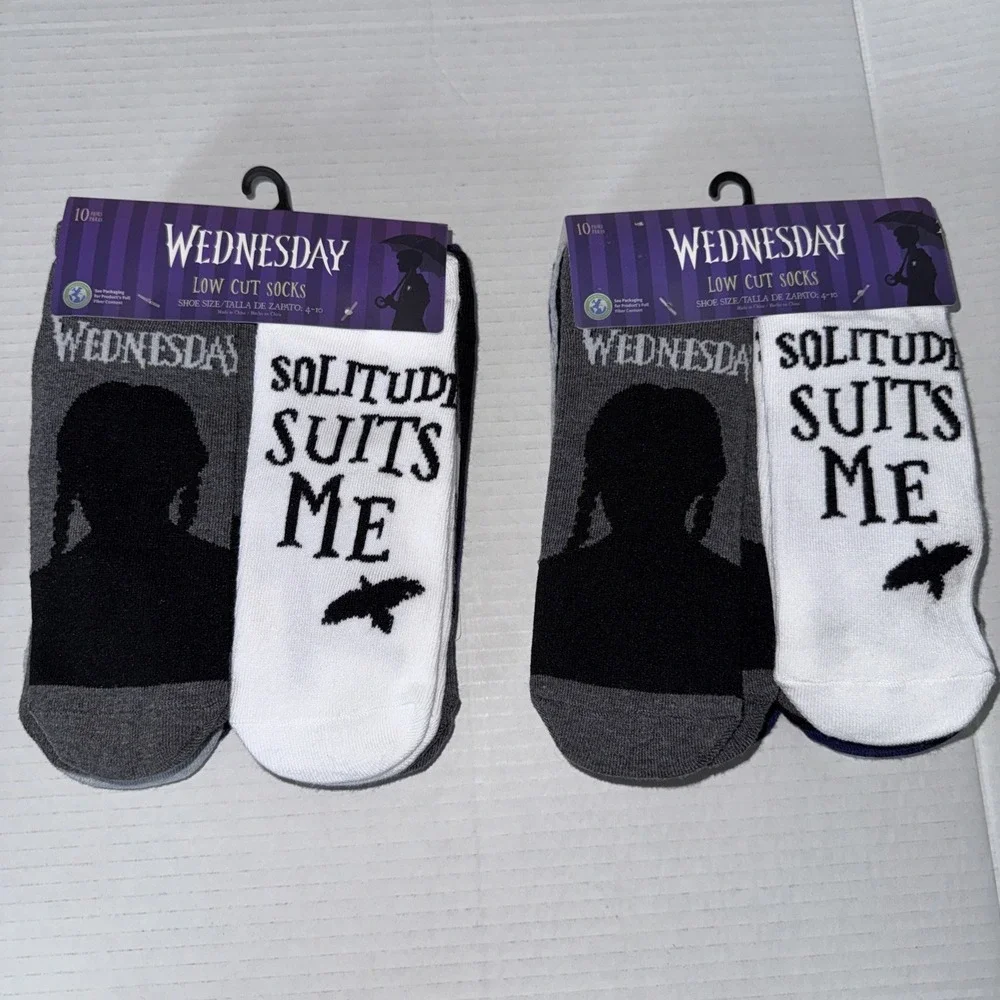 2 Packs Of Wednesday Adams Size 4-10 Low Cut Socks . 20 Pairs Total (Brand New)